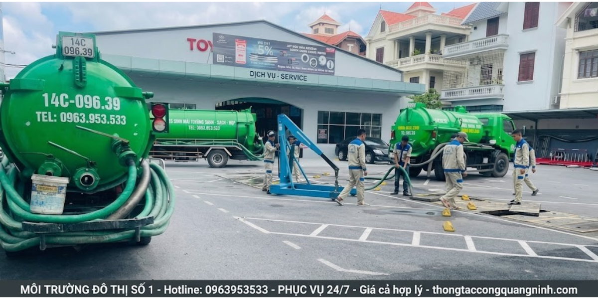 Dàn xe chuyên dụng phục vụ hút bể phốt tại Quảng Ninh